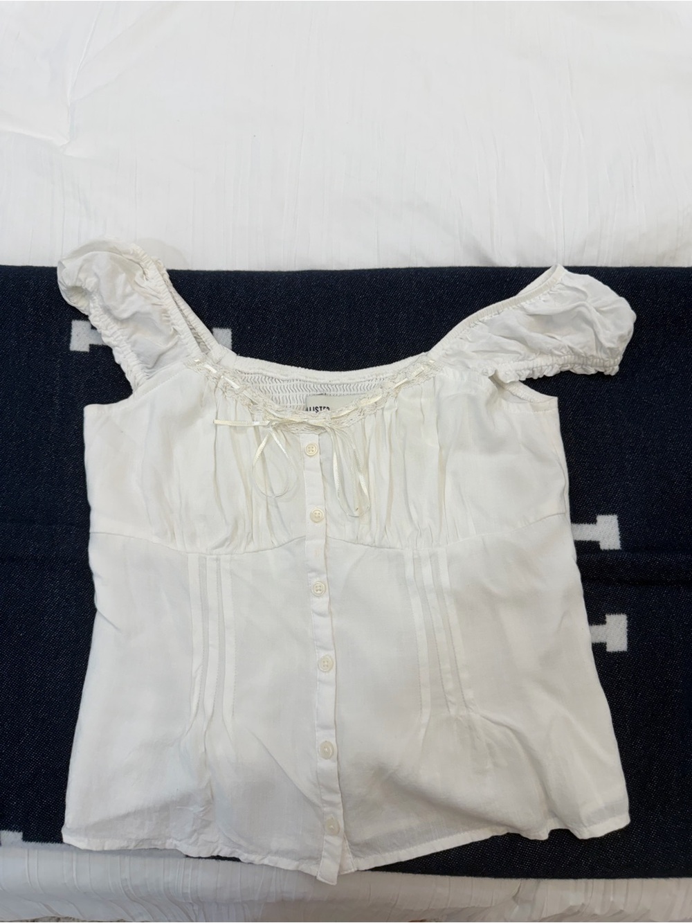Hollister White Button-Front Top